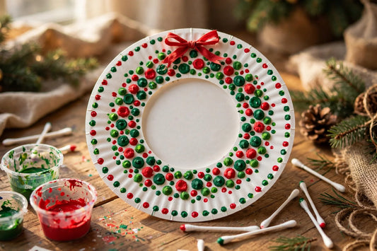 Q-Tip Dotted Paper Plate Wreath: Fine Motor Christmas Craft (2026)