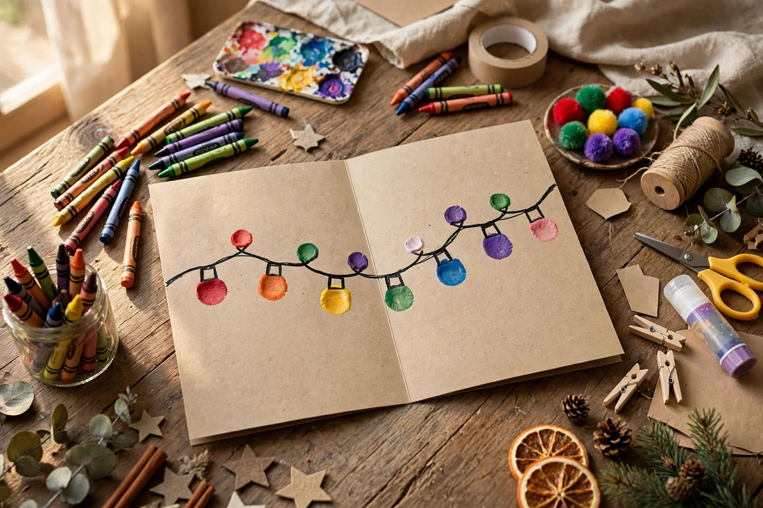 Thumbprint Christmas Lights Card for Kids (2026)