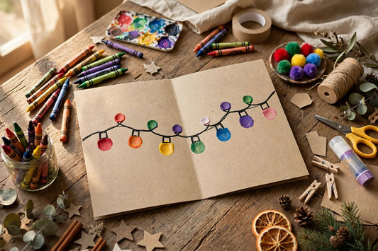 Thumbprint Christmas Lights Card for Kids (2026)