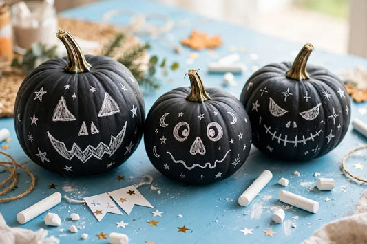 Chalkboard pumpkins Halloween craft for kids