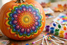 Dot art pointillism pumpkins Halloween craft