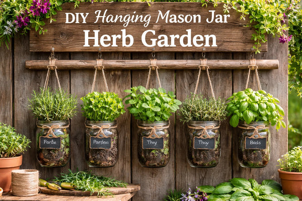 DIY Hanging Mason Jar Herb Garden