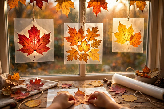 Contact Paper Fall Leaf Suncatchers