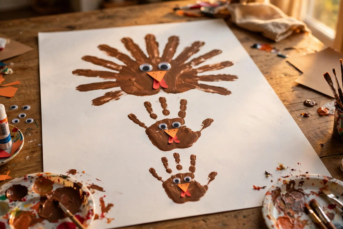 Sibling Handprint Turkey Family Craft (2026)