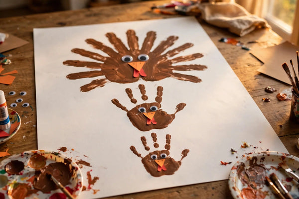 Sibling Handprint Turkey Family Craft