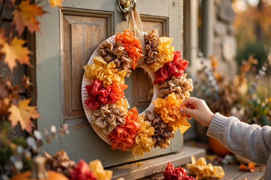 Tissue Paper Fall Wreath Craft for Kids