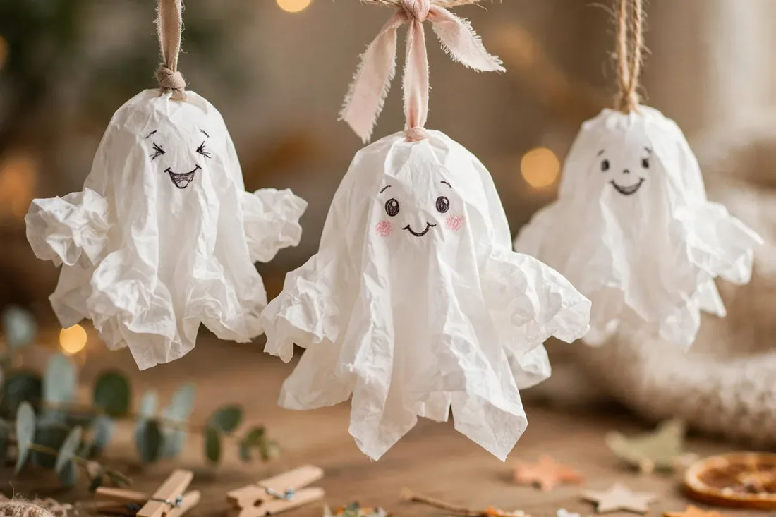 Tissue paper ghost Halloween craft for kids