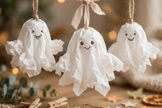 Tissue paper ghost Halloween craft for kids