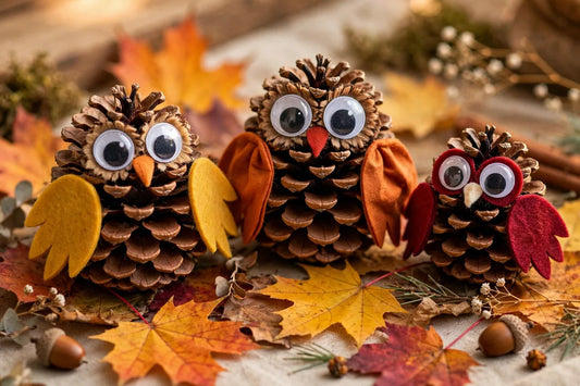 Pinecone owl fall nature craft for kids